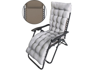 Fauteuil de jardin relax zéro gravité avec coussin matelassé "Sintra" - Taupe