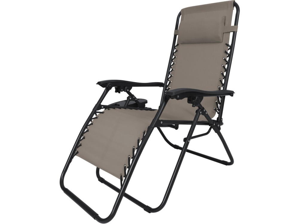 Fauteuil de jardin relax zéro gravité avec coussin matelassé "Sintra" - Taupe