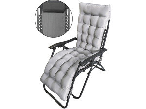 Fauteuil de jardin relax zéro gravité avec coussin matelassé "Sintra" - Noir