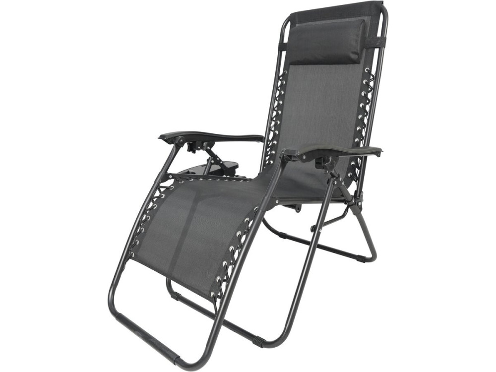 Fauteuil de jardin relax zéro gravité avec coussin matelassé "Sintra" - Noir