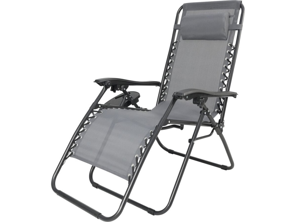 Lot de 2 fauteuils de jardin inclinable zéro gravité avec coussin matelassé "Sintra" - Gris