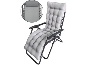 Fauteuil de jardin relax zéro gravité avec coussin matelassé "Sintra" - Gris