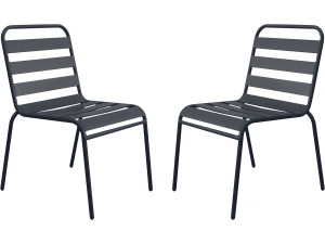 Lot de 2 chaises de jardin en métal empilables "Bilbao" - Gris