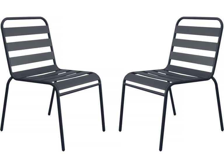 Lot de 2 chaises de jardin en métal empilables "Bilbao" - Gris