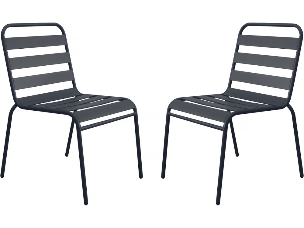 Lot de 2 chaises de jardin en métal empilables "Bilbao" - Gris