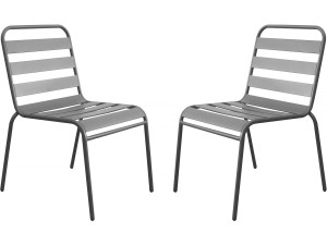 Lot de 2 chaises de jardin en métal empilables "Bilbao" - Taupe