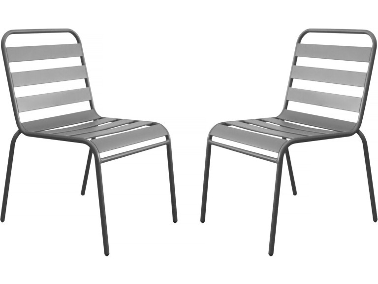 Lot de 2 chaises de jardin en métal empilables "Bilbao" - Taupe