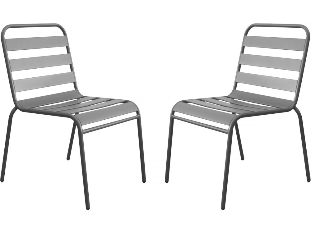 Lot de 2 chaises de jardin en métal empilables "Bilbao" - Taupe