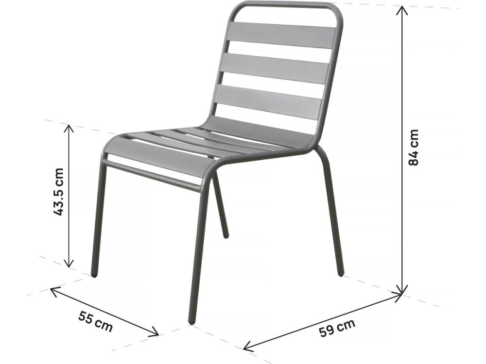 Lot de 2 chaises de jardin en métal empilables "Bilbao" - Taupe
