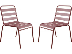 Lot de 2 chaises de jardin en métal empilables "Bilbao" - Terracotta