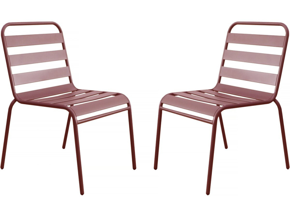 Lot de 2 chaises de jardin en métal empilables "Bilbao" - Terracotta