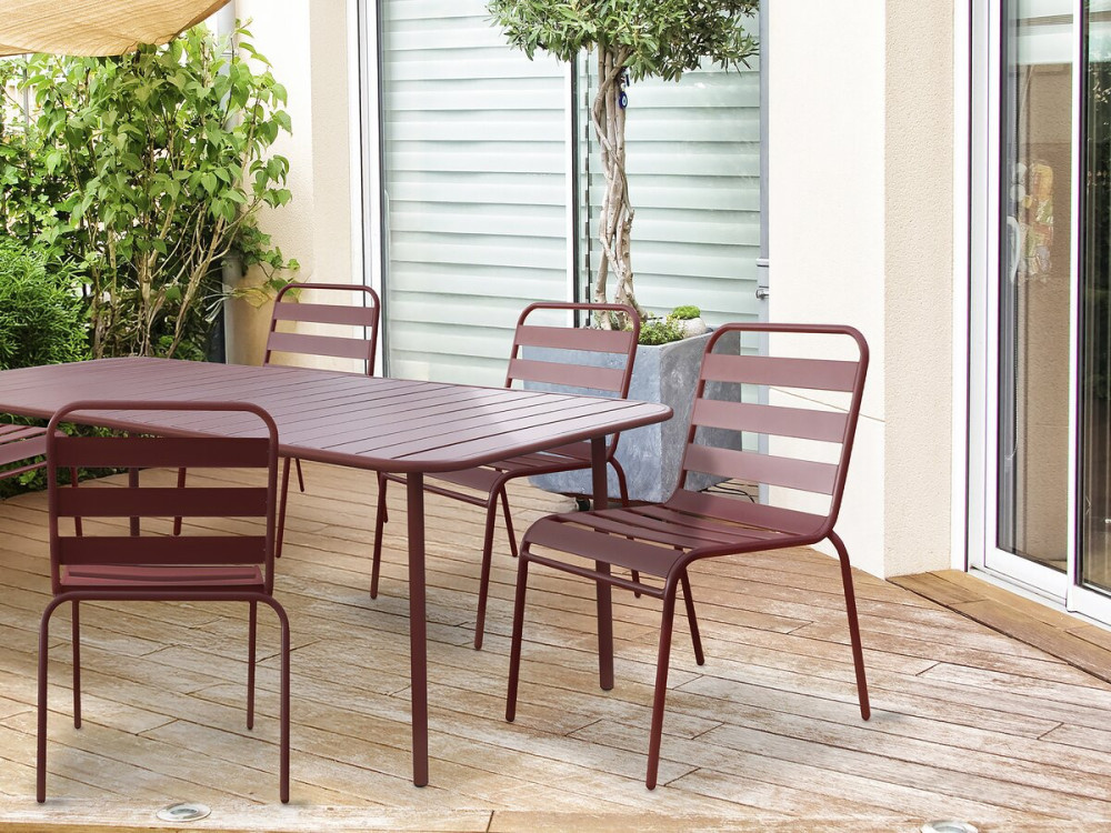 Lot de 2 chaises de jardin en métal empilables "Bilbao" - Terracotta