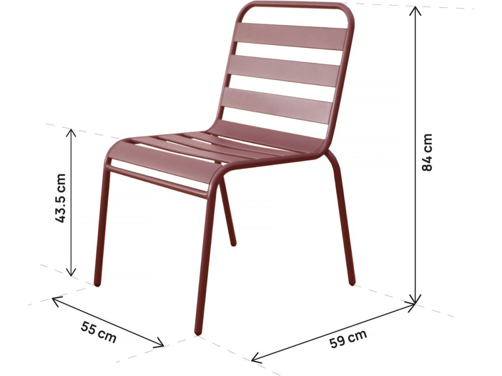 Lot de 2 chaises de jardin en métal empilables "Bilbao" - Terracotta
