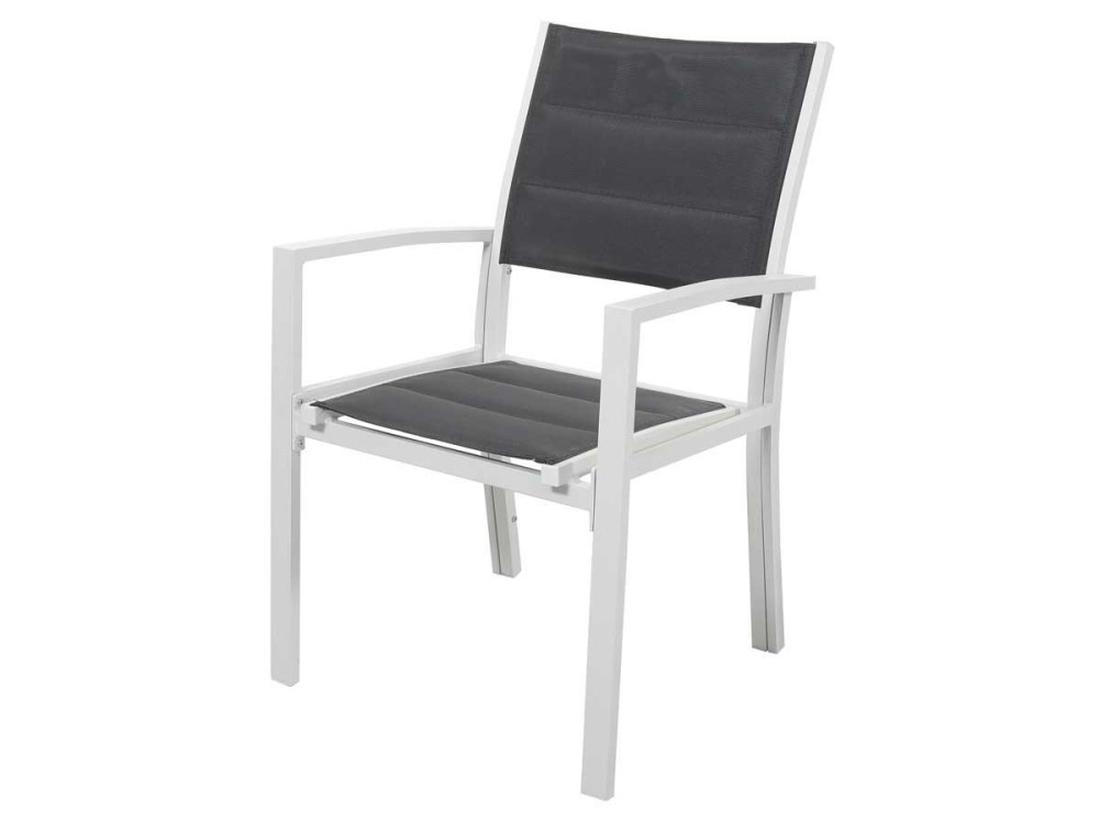 Fauteuil jardin Alu/Textilène "Brazil / Canaries" - Phoenix - blanc / gris foncé