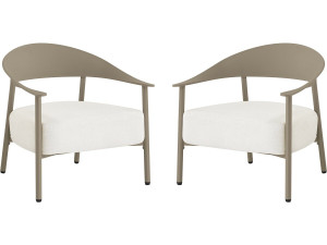 Lot de 2 fauteuils de jardin en plastique et métal "Céora" - Taupe