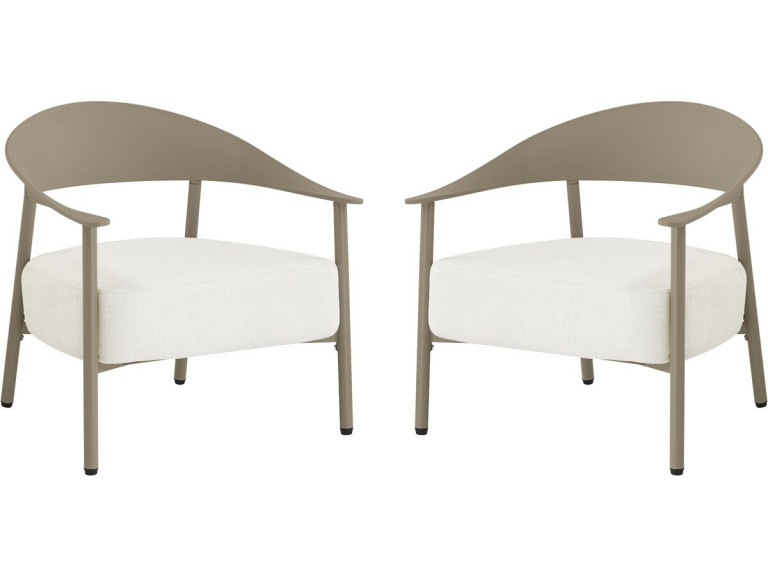 Lot de 2 fauteuils de jardin en plastique et métal "Céora" - Taupe