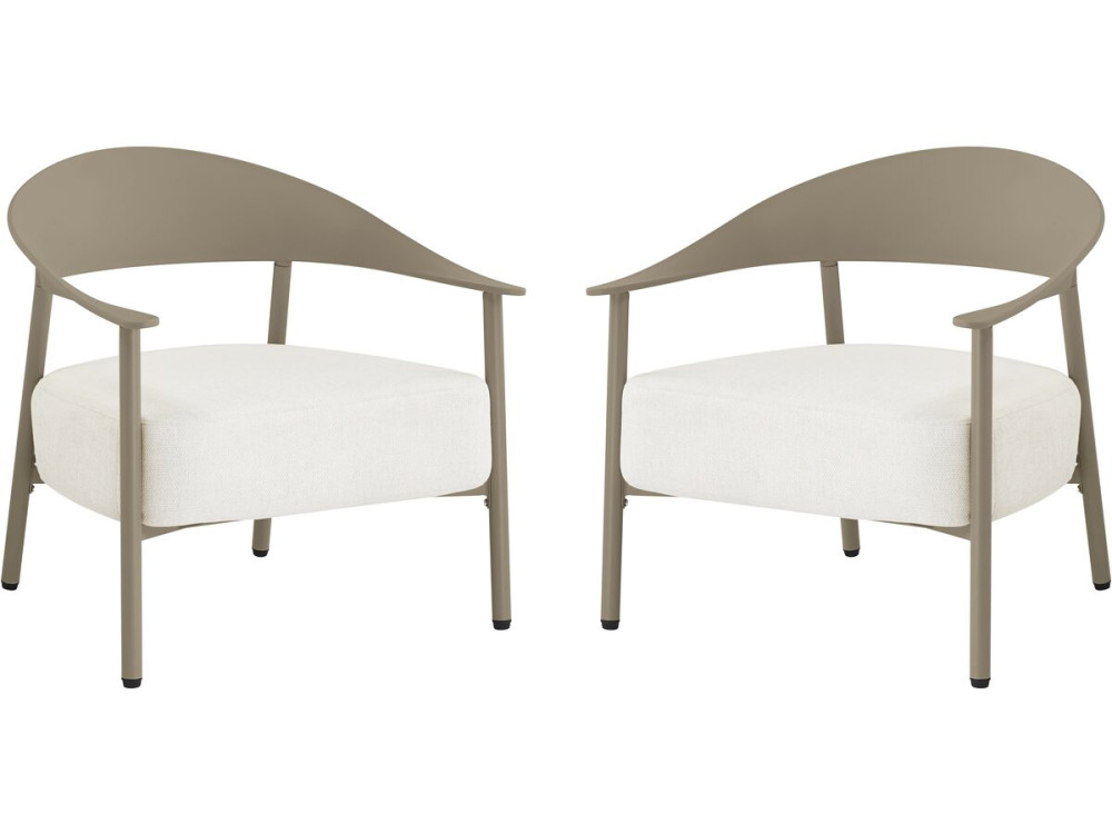 Lot de 2 fauteuils de jardin en plastique et métal "Céora" - Taupe