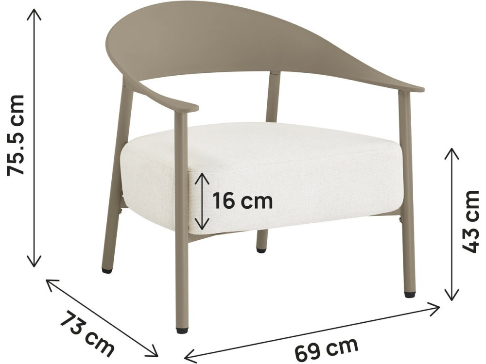 Lot de 2 fauteuils de jardin en plastique et métal "Céora" - Taupe