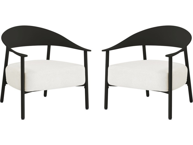 Lot de 2 fauteuils de jardin en plastique et en métal "Céora" - Noir