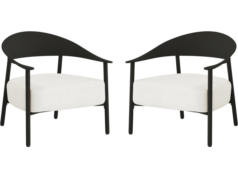 Lot de 2 fauteuils de jardin en plastique et en métal "Céora" - Noir