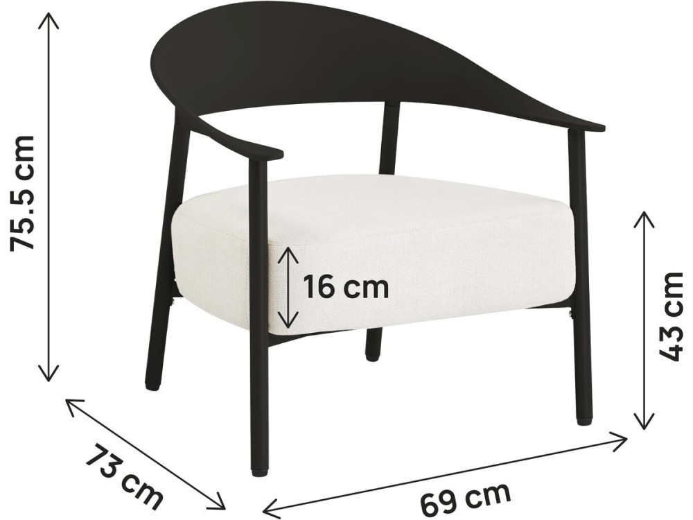 Lot de 2 fauteuils de jardin en plastique et en métal "Céora" - Noir
