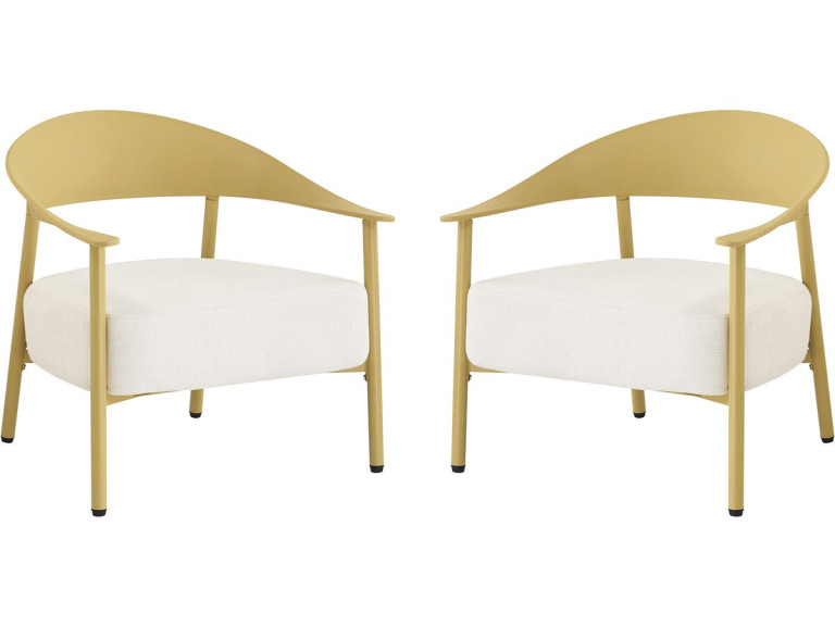 Lot de 2 fauteuils de jardin en plastique et métal "Céora" - Jaune
