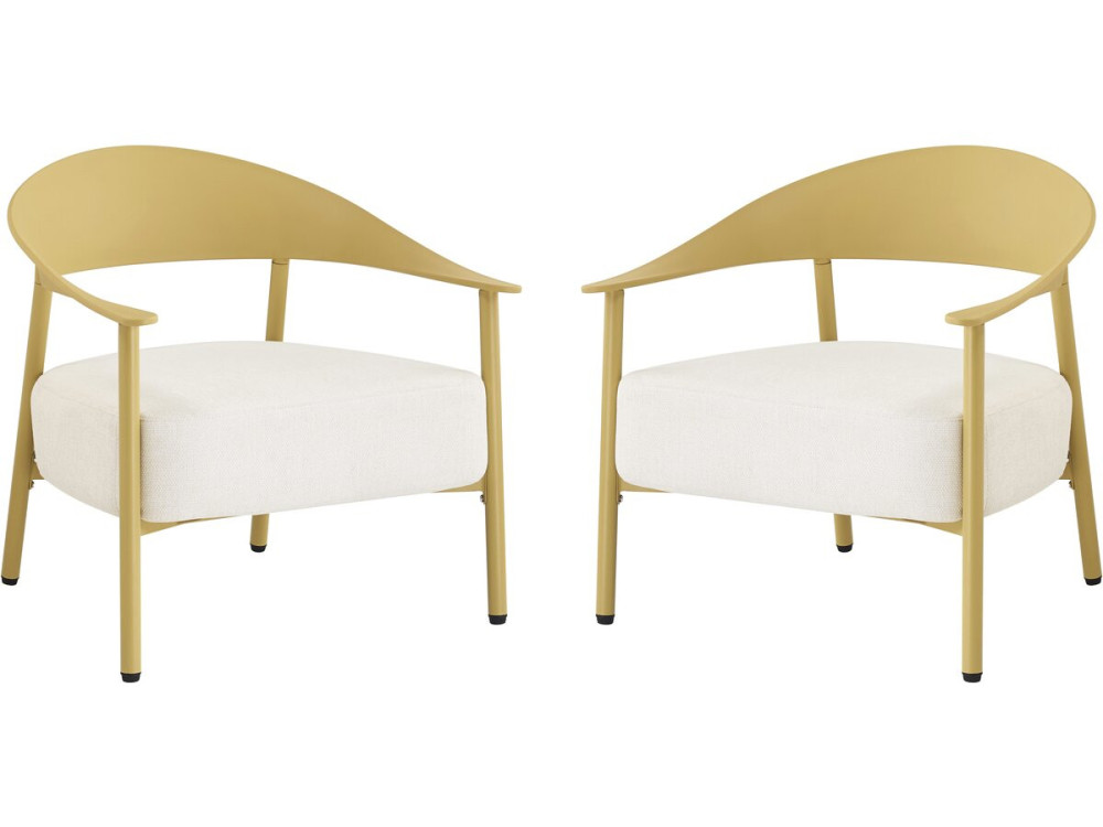Lot de 2 fauteuils de jardin en plastique et métal "Céora" - Jaune