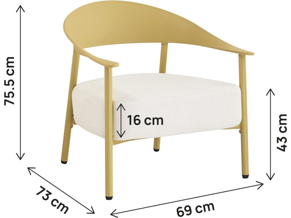 Lot de 2 fauteuils de jardin en plastique et métal "Céora" - Jaune