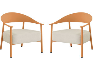 Lot de 2 fauteuils de jardin en plastique et métal "Céora" - Orange