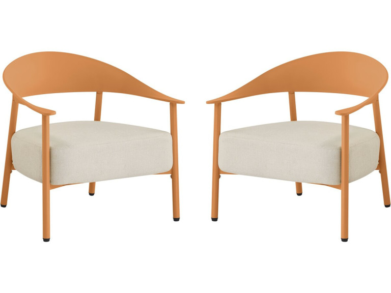 Lot de 2 fauteuils de jardin en plastique et métal "Céora" - Orange