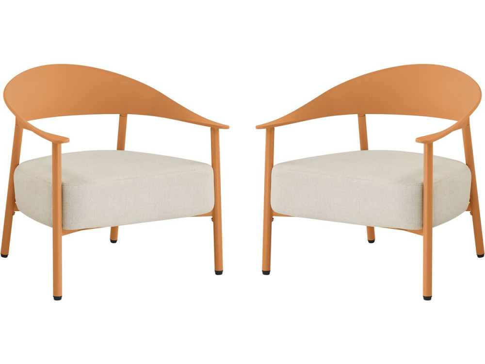 Lot de 2 fauteuils de jardin en plastique et métal "Céora" - Orange