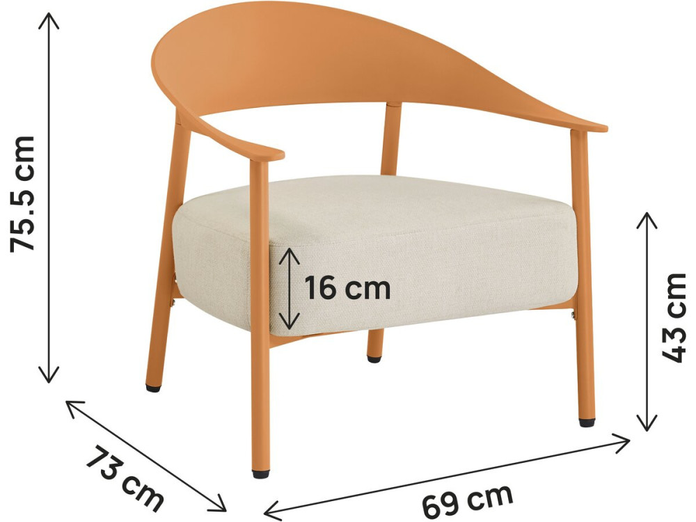 Lot de 2 fauteuils de jardin en plastique et métal "Céora" - Orange