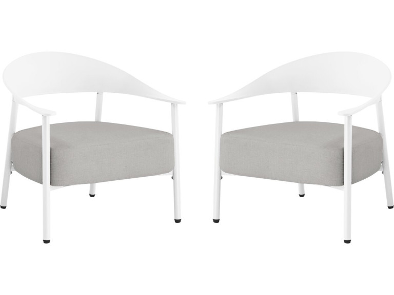 Lot de 2 fauteuils de jardin en plastique et en métal "Céora" - Blanc