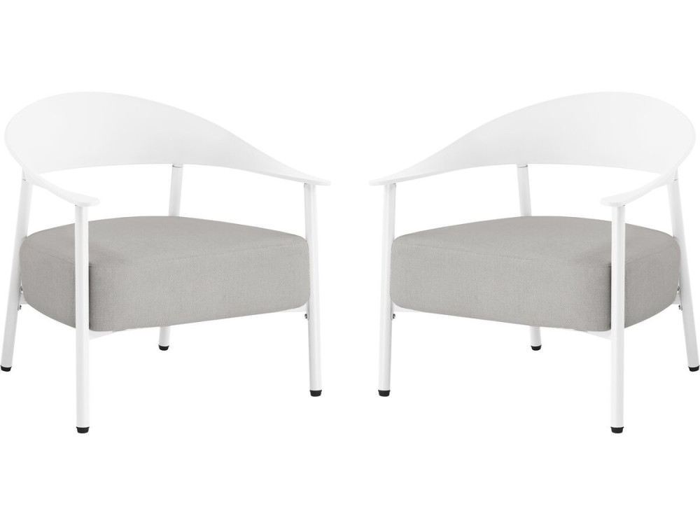 Lot de 2 fauteuils de jardin en plastique et en métal "Céora" - Blanc