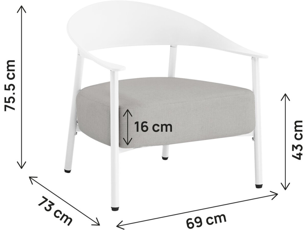 Lot de 2 fauteuils de jardin en plastique et en métal "Céora" - Blanc