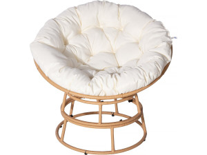 Fauteuil papasan intérieur/extérieur style loveuse "Bali" - Ø91cm - Beige