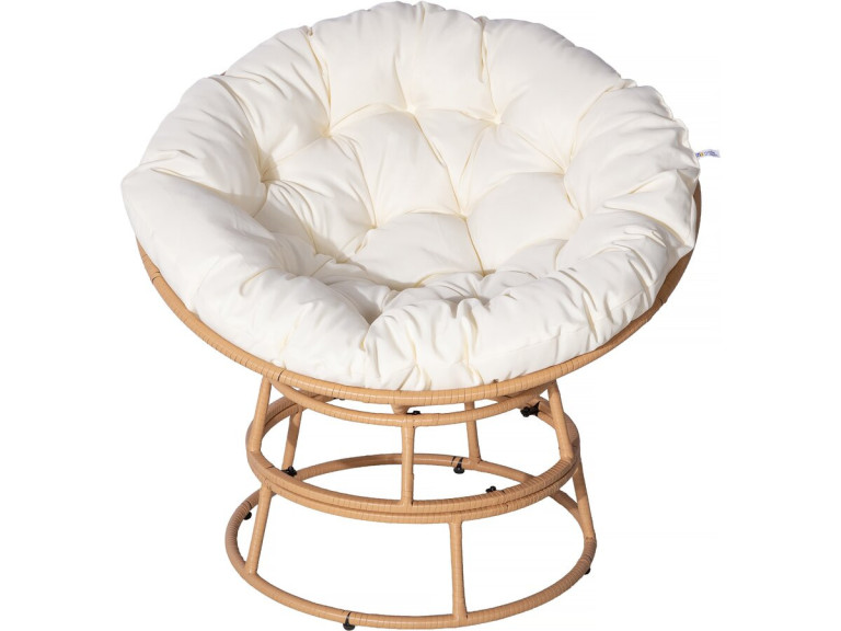Fauteuil papasan intérieur/extérieur style loveuse "Bali" - Ø91cm - Beige