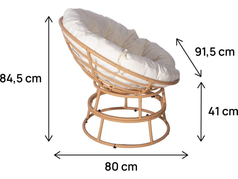 Fauteuil papasan intérieur/extérieur style loveuse "Bali" - Ø91cm - Beige