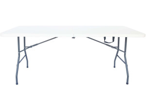 Table de jardin pliante en métal "Foldy" - 181 x 74 x 74 cm - Blanc