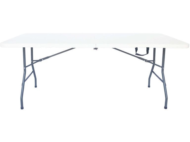 Table de jardin pliante en métal "Foldy" - 181 x 74 x 74 cm - Blanc
