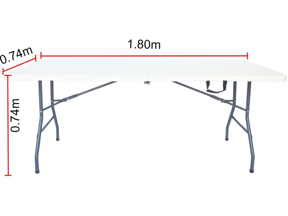 Table de jardin pliante en métal "Foldy" - 181 x 74 x 74 cm - Blanc