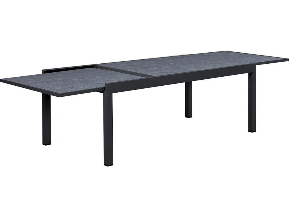 Table jardin en aluminium extensible "Lagos" - 200/320 x 105 x 76 cm - Noir
