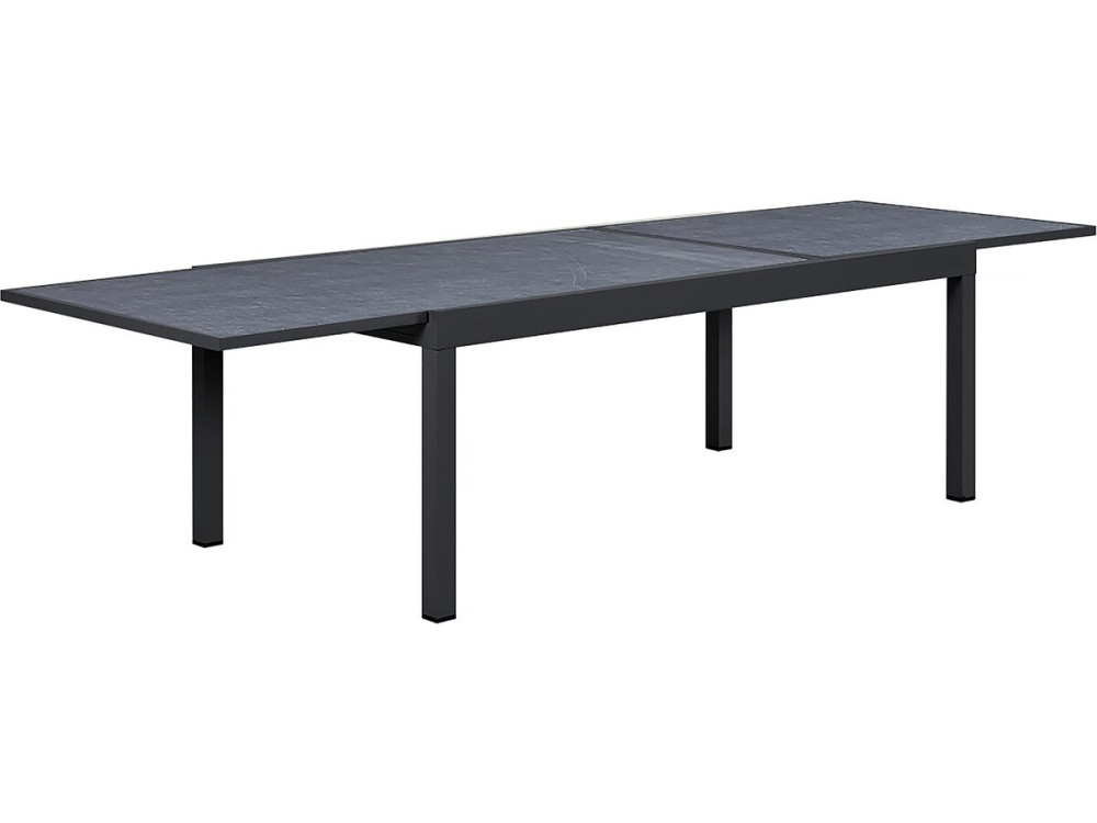 Table jardin en aluminium extensible "Lagos" - 200/320 x 105 x 76 cm - Noir