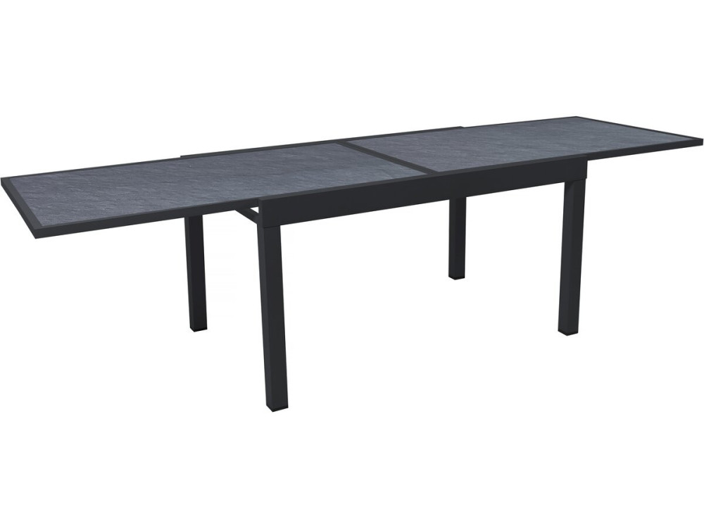 Table de jardin en aluminium extensible "Lagos" - 140/280 x 90 x 76 cm - Noir