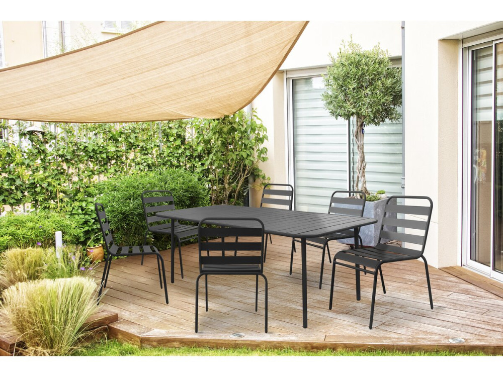 Table jardin en métal "Bilbao" - 180 x 90 x 71 cm - Gris