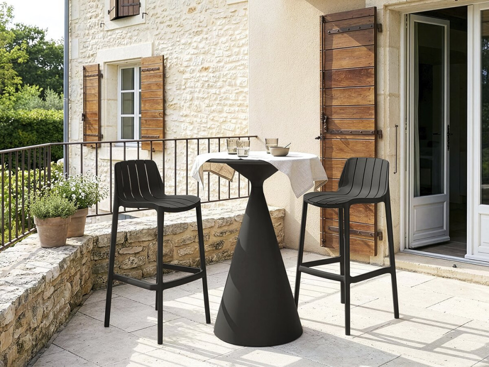 Table haute bistro de jardin ⌀80 cm "Néora" - Noir