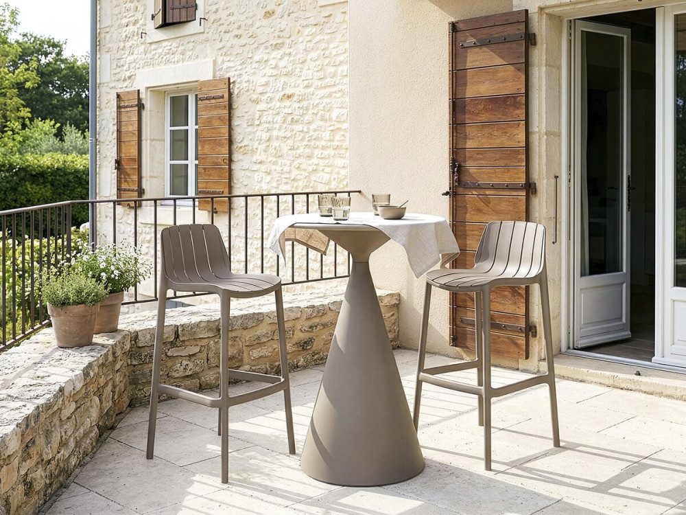 Table haute bistro de jardin ⌀80 cm "Néora" - Taupe