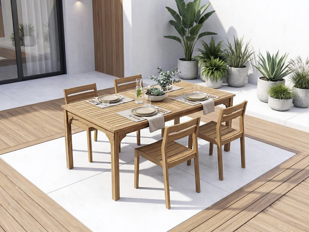Table de jardin extensible en bois 180/240 cm "Valladolid" – 6 à 10 places - Marron