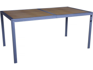 Table de jardin métal imitation bois "Tossa" - 160 x 90 x 75 cm - Marron