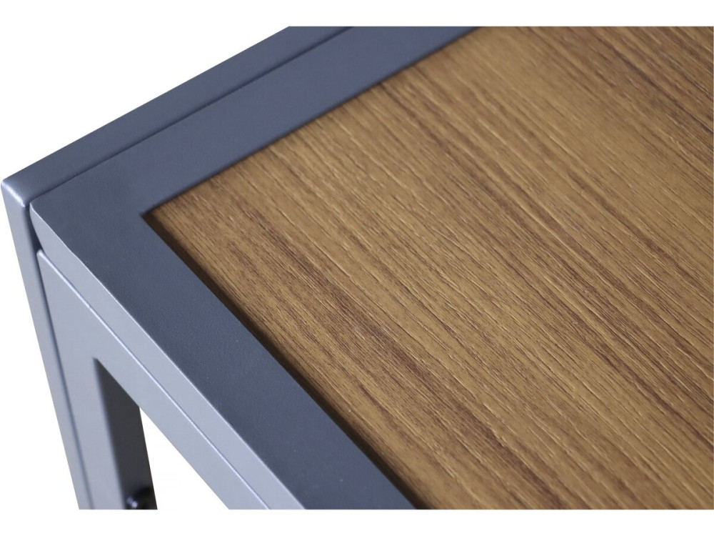 Table de jardin métal imitation bois "Tossa" - 160 x 90 x 75 cm - Marron
